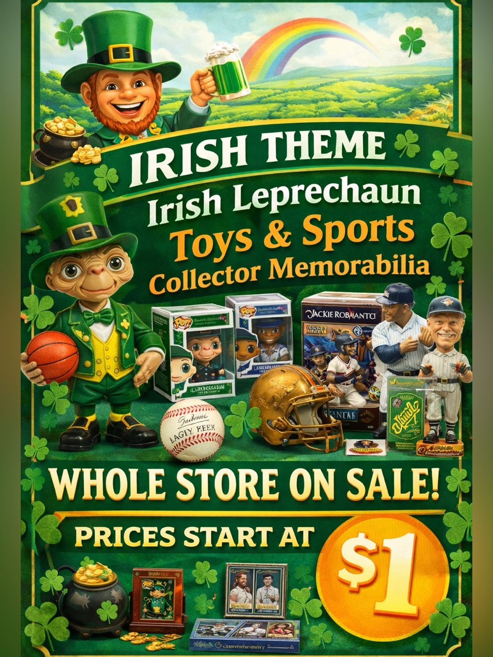 IRISH ☘️ LEPRECHAUN Collector Store Sports and Toys Since 1988 - LOWEST PRICES